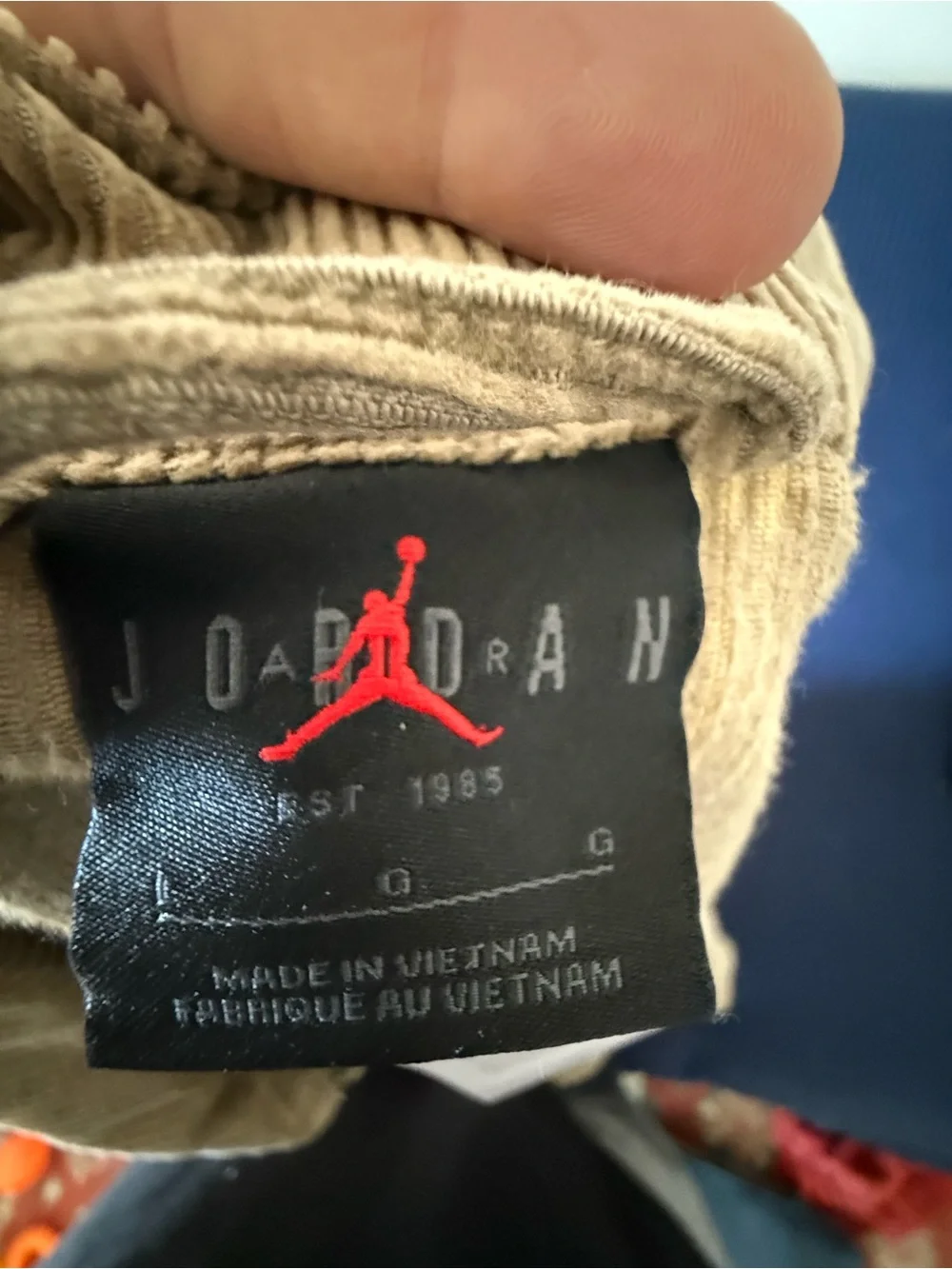Jordan Men's Corduroy Accessory in Tan with Silver Jumpman Zipper